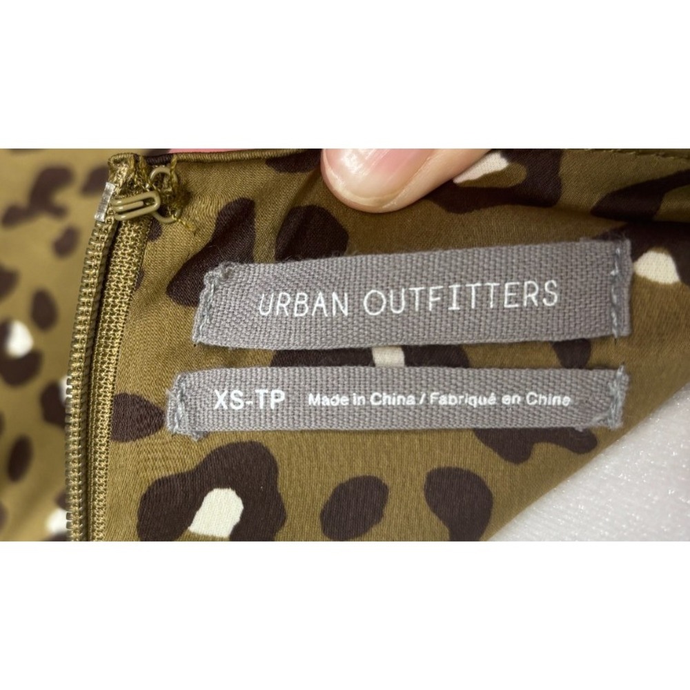 Urban Outfitters Animal Print Slip Mini Dress Strappy Olive Black‎ Extra Small - Picture 3 of 4